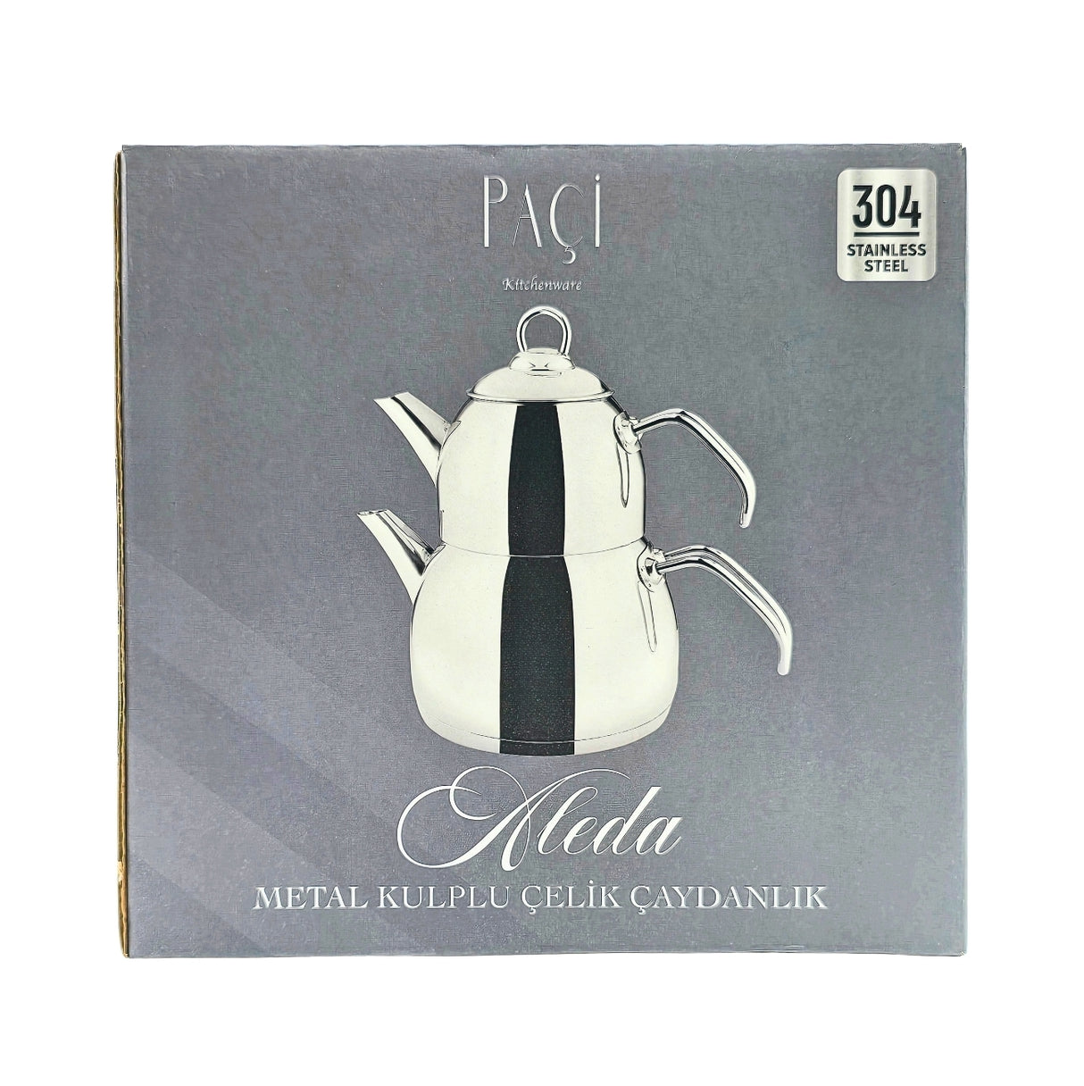 Paci Aleda Stainless Steel Handle 304 Steel Turkish Teapot
