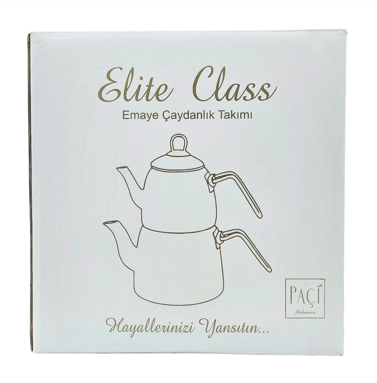 Paci Cream Elite Class Steel Turkish Teapot