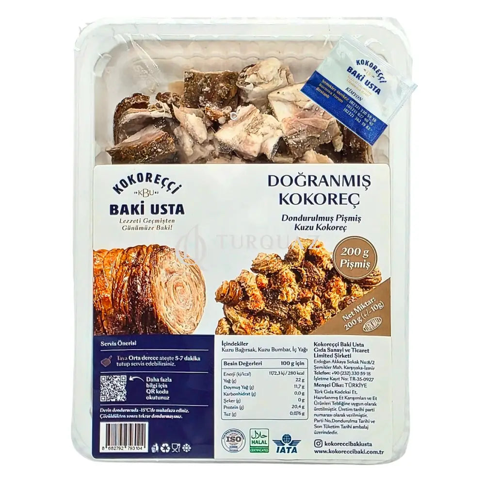 Baki Usta DOĞRANMIŞ KOKOREÇ Chopped Frozen Cooked Lamb 200g Baki Usta Sliced Cooced Kokorec 200g