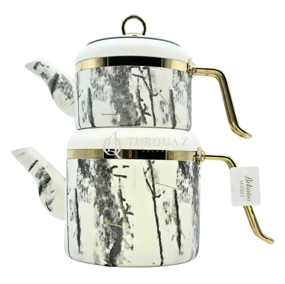 Paci Belariva Marble White Granite Turkish Teapot Paci Marble White Granite Teapot