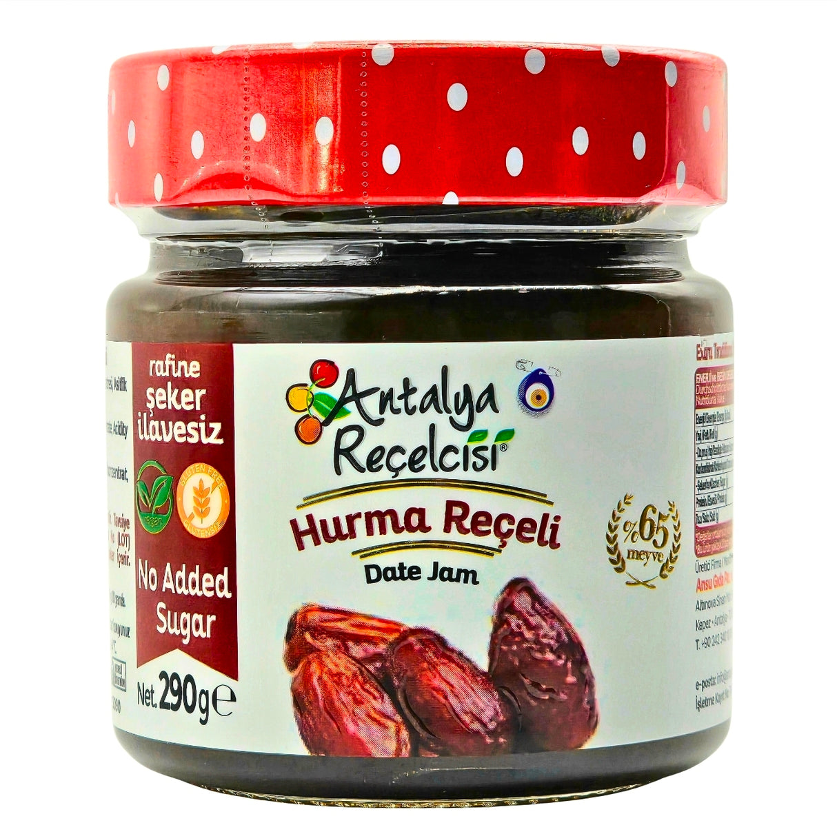 Antalya Reçelcisi Date Jam Zero Sugar 290g