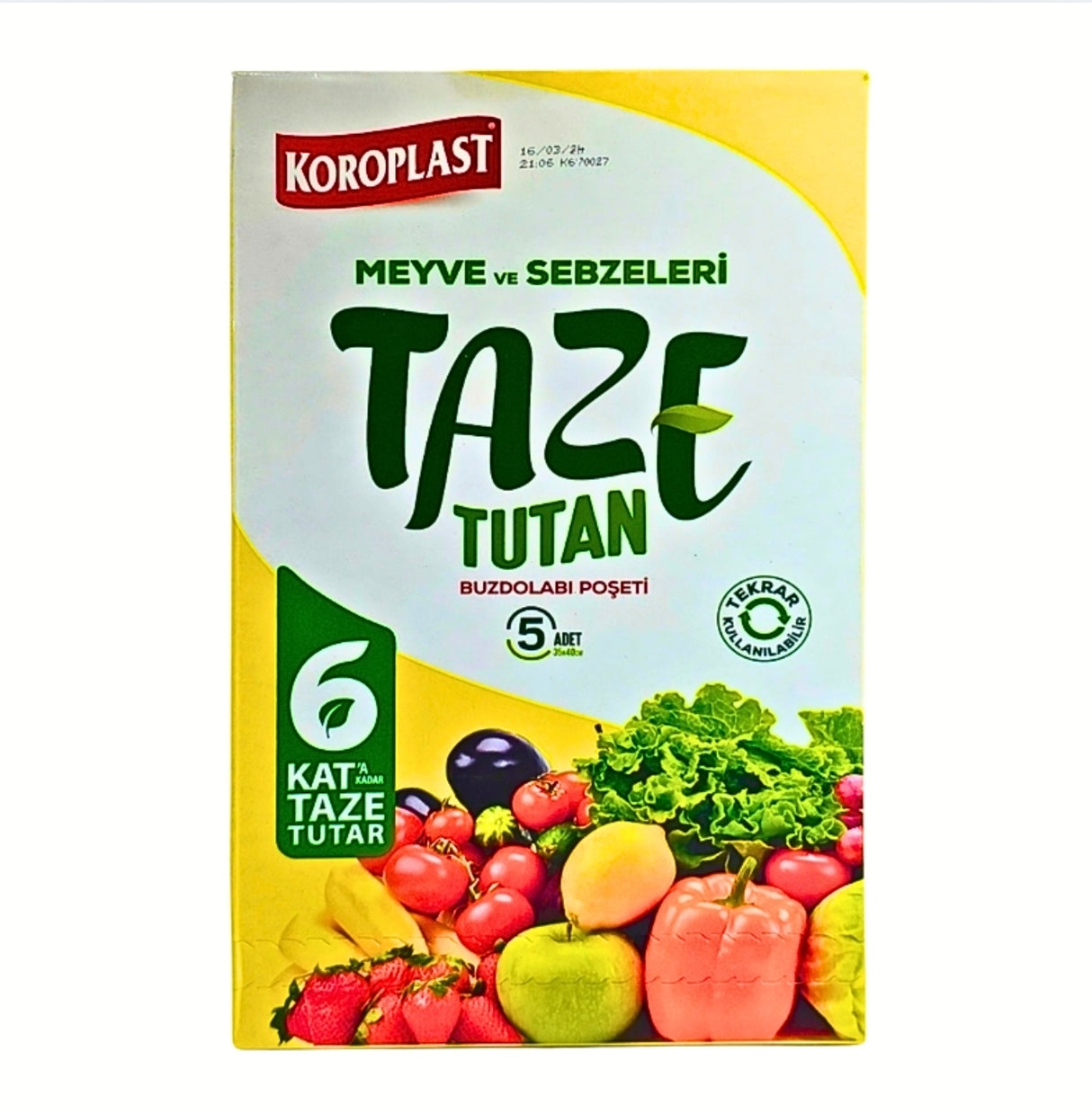 Koroplast Fruits & Vegetables Keeping Fresh Refrigerator Bag 5pcs 35X40cm