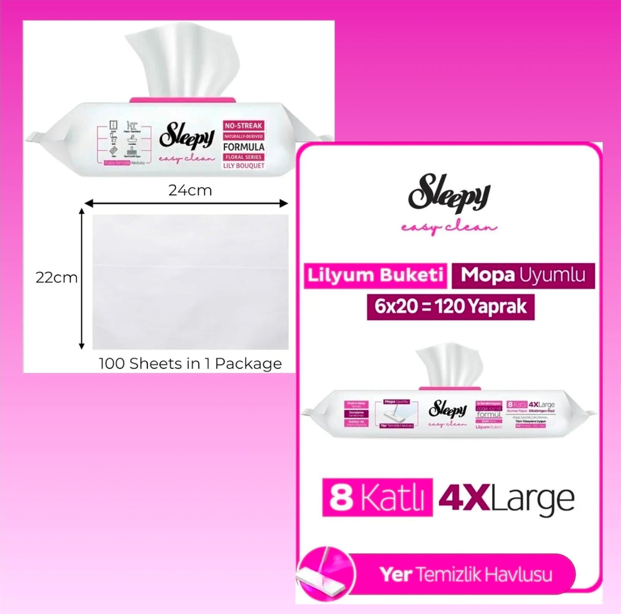 Sleepy Lilium Bouquet,Easy Clean Multi-Surface Cleaning Wipes 100 Sheets