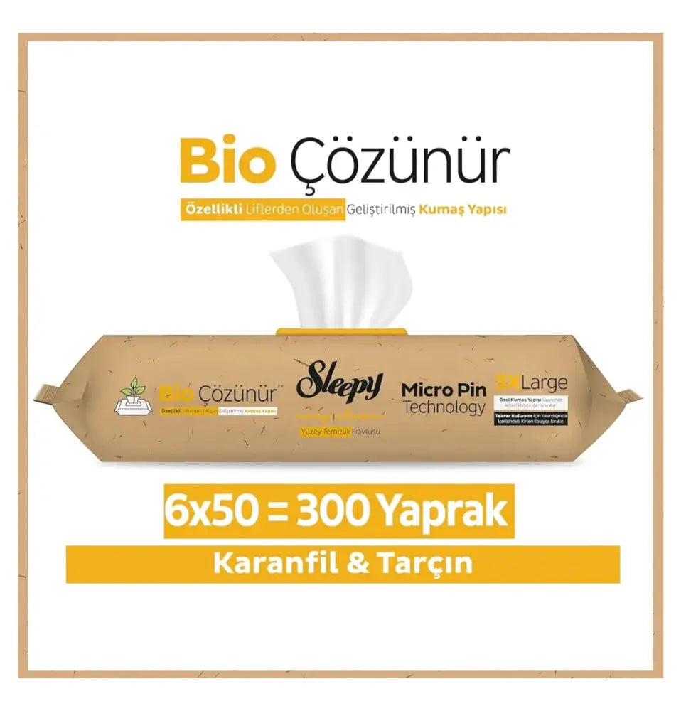 Sleepy 3XL X 50pcsBio Degradable White Vinegar Clove & Cinnamon Surface Cleaning Towels Sleepy 3XL / 50pcsBio