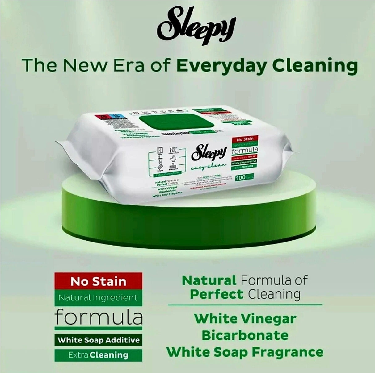 Sleepy WHITE SOAP ADDITIVE Easy Clean Multi Surface Cleaning Wipes 100 Sheets