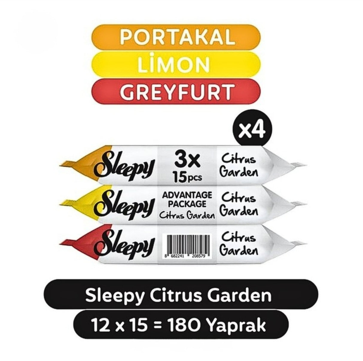 Sleepy Citrus Garden Travel Pack Pocket Wipes 15 Sheets X 3Pack