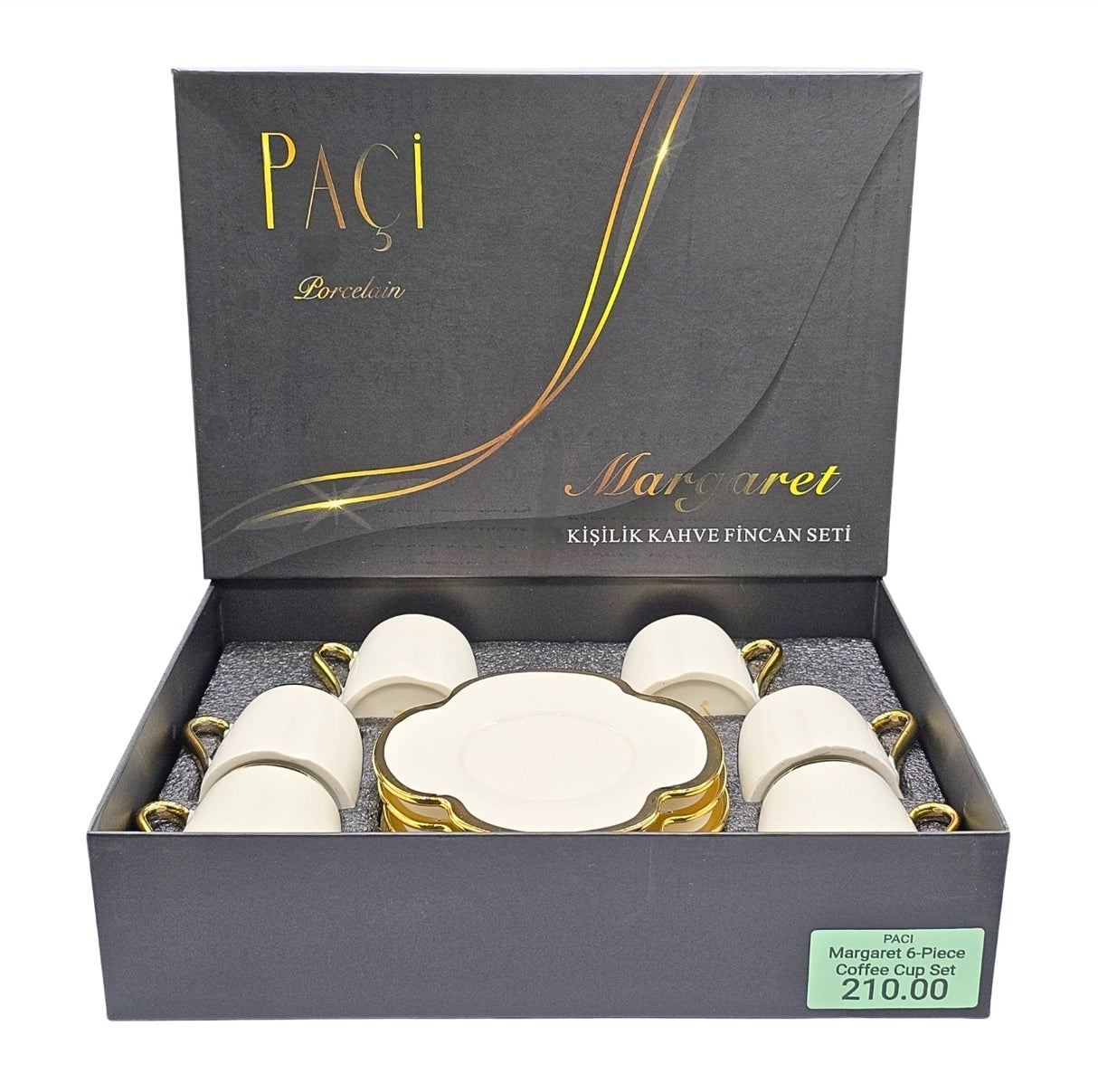 Paci Margaret Porcelain Turkish Coffee Cup Set 6pcs