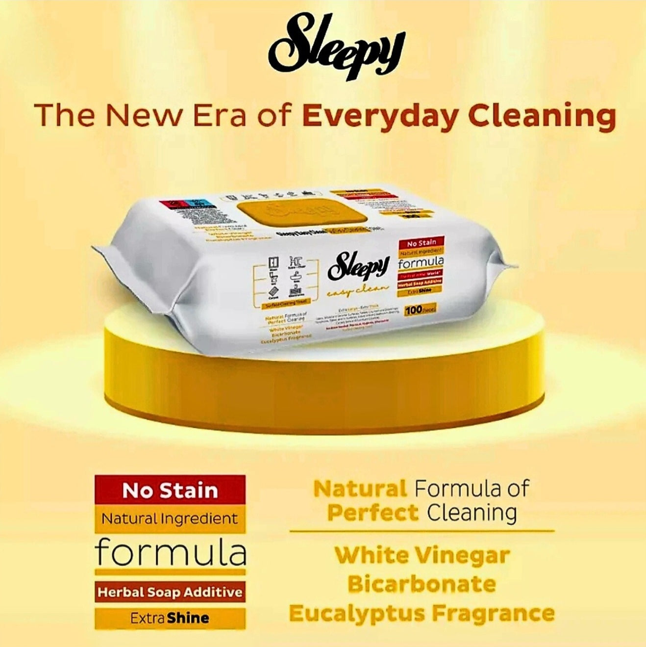 Sleepy HERBAL SOAP ADDITIVE, Easy Clean Multi-Surface Cleaning Wipes 100Sheets