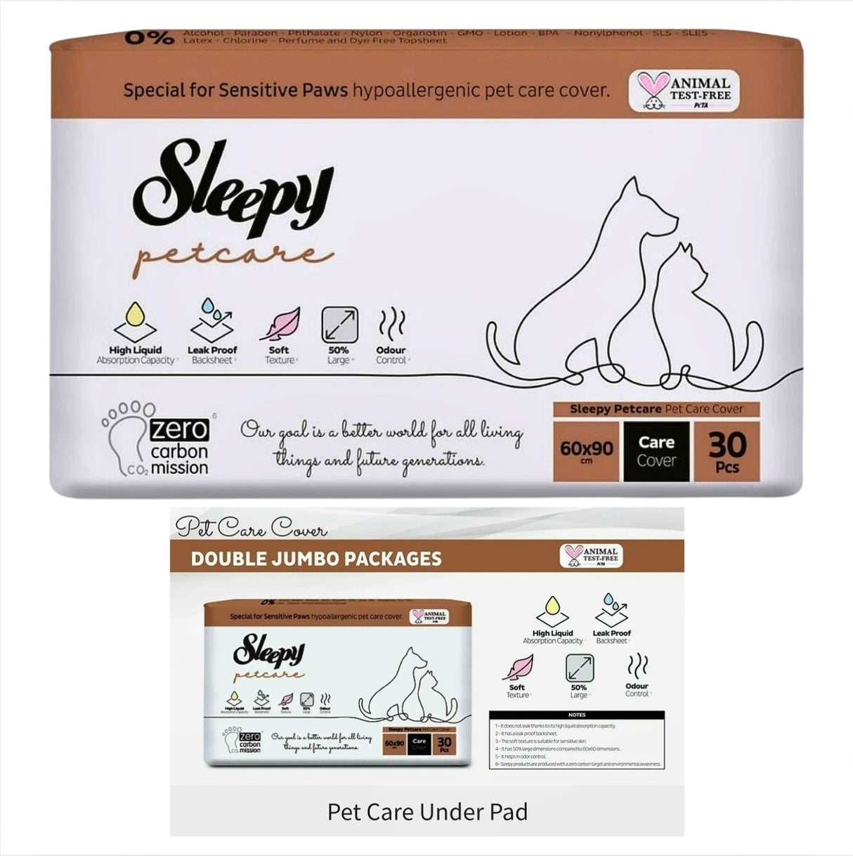 Sleepy 60x90 / 30pcs Petcare Under Pads, Leak Proof, Absorption Capacity, Soft Texture