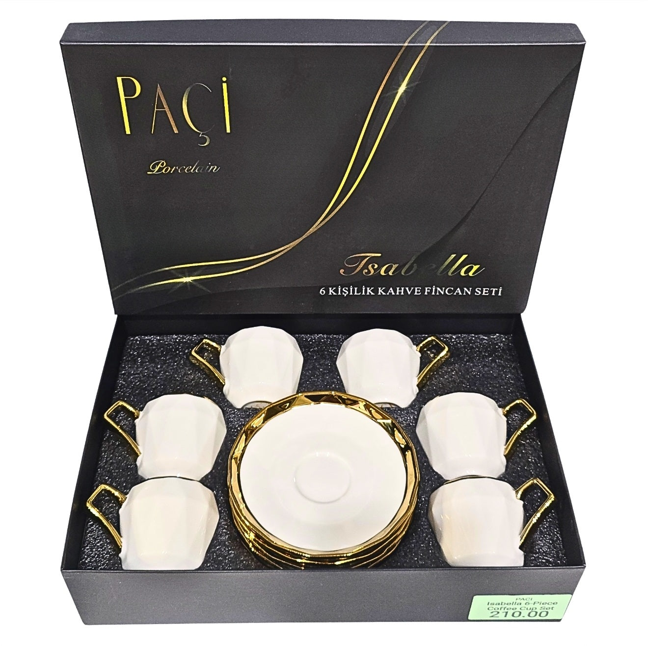 Paci Isabella Porcelain Turkiah Coffee Cup Set 6pcs