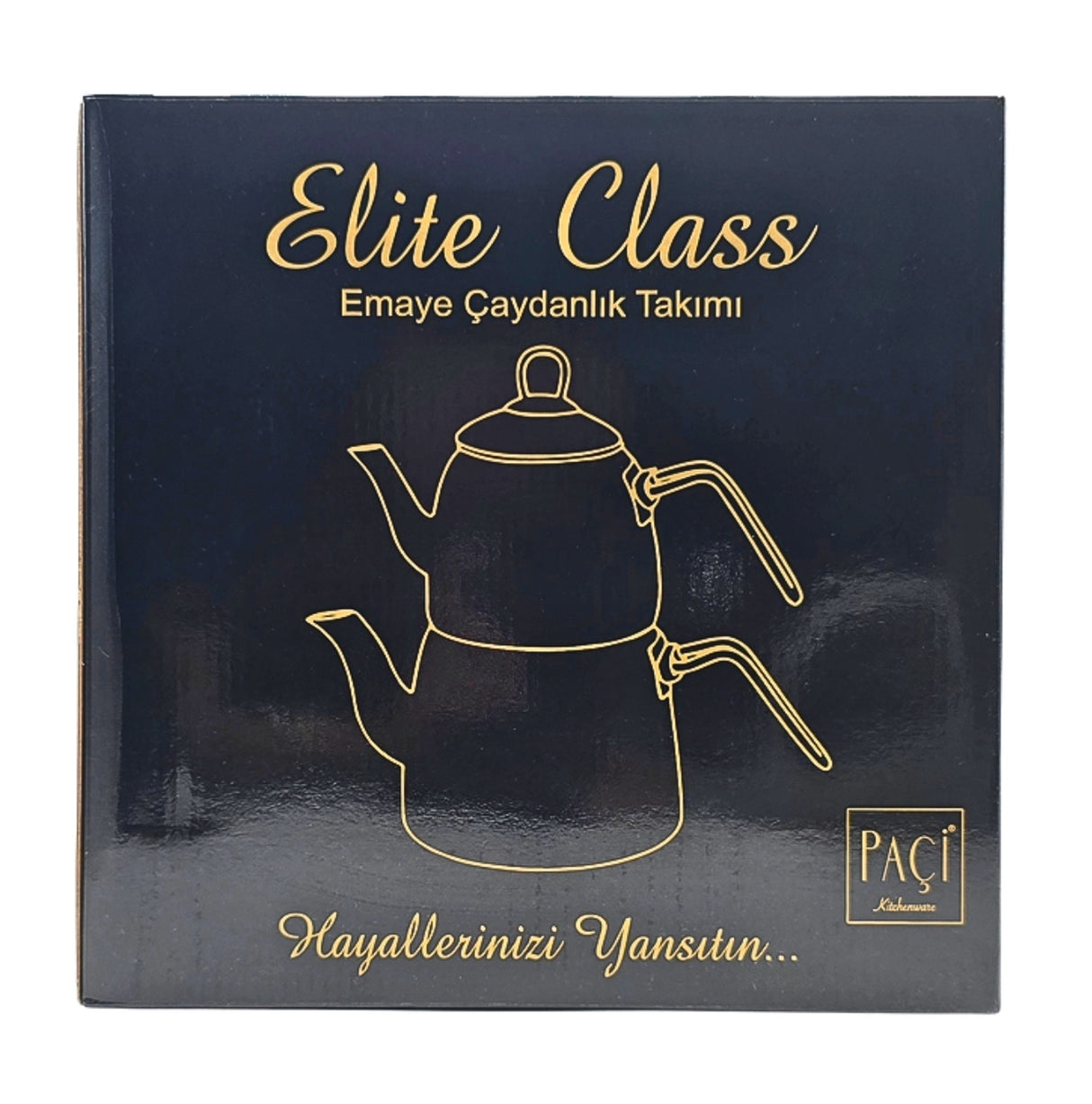 Paci Elite Class Checkered Steel Turkish Teapot