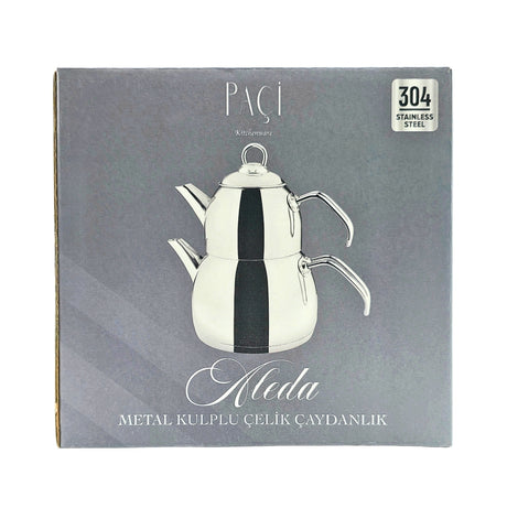 Paci Aleda Stainless Steel Handle 304 Steel Turkish Teapot