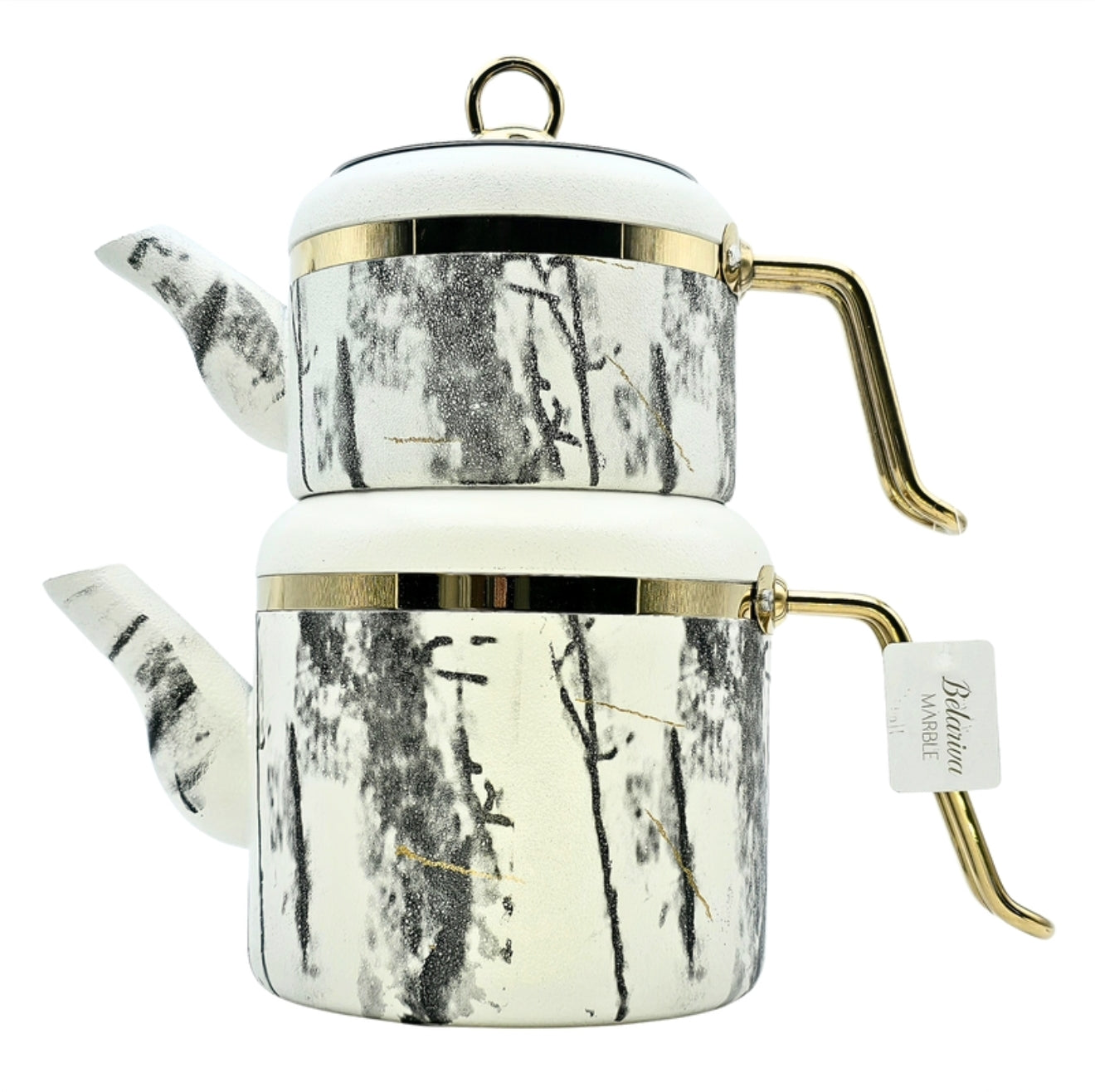 Paci Belariva Marble White Granite Turkish Teapot