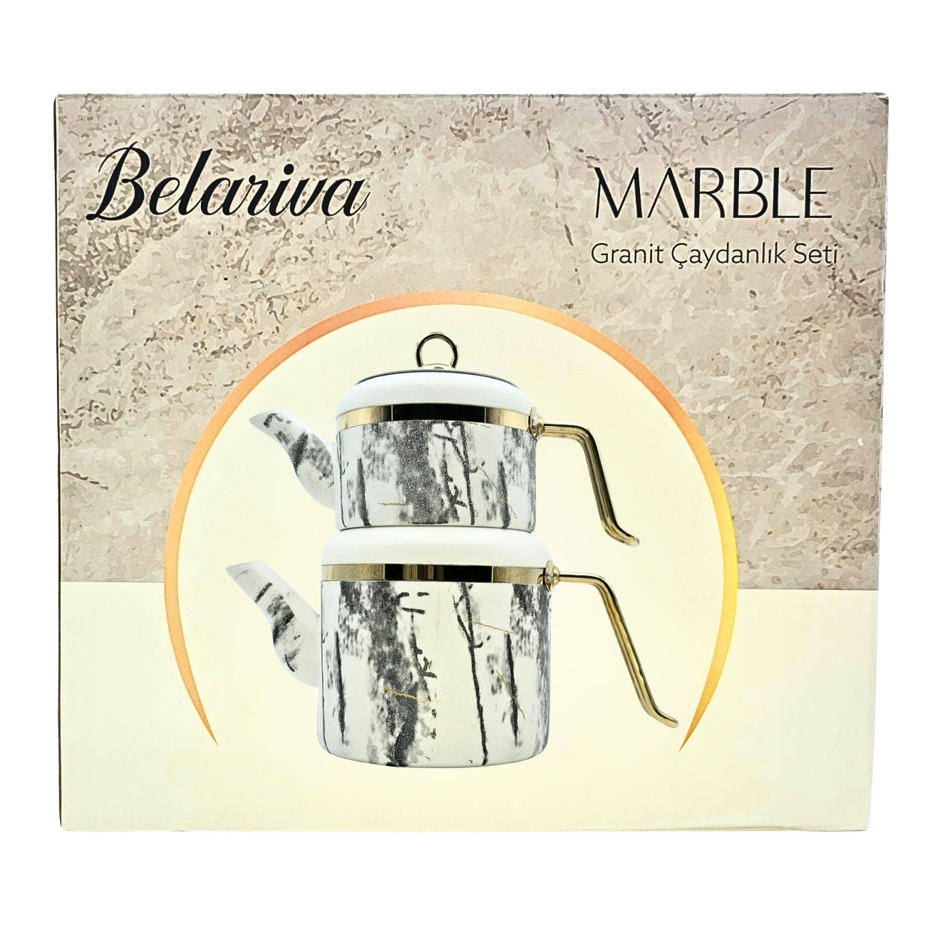 Paci Belariva Marble White Granite Turkish Teapot