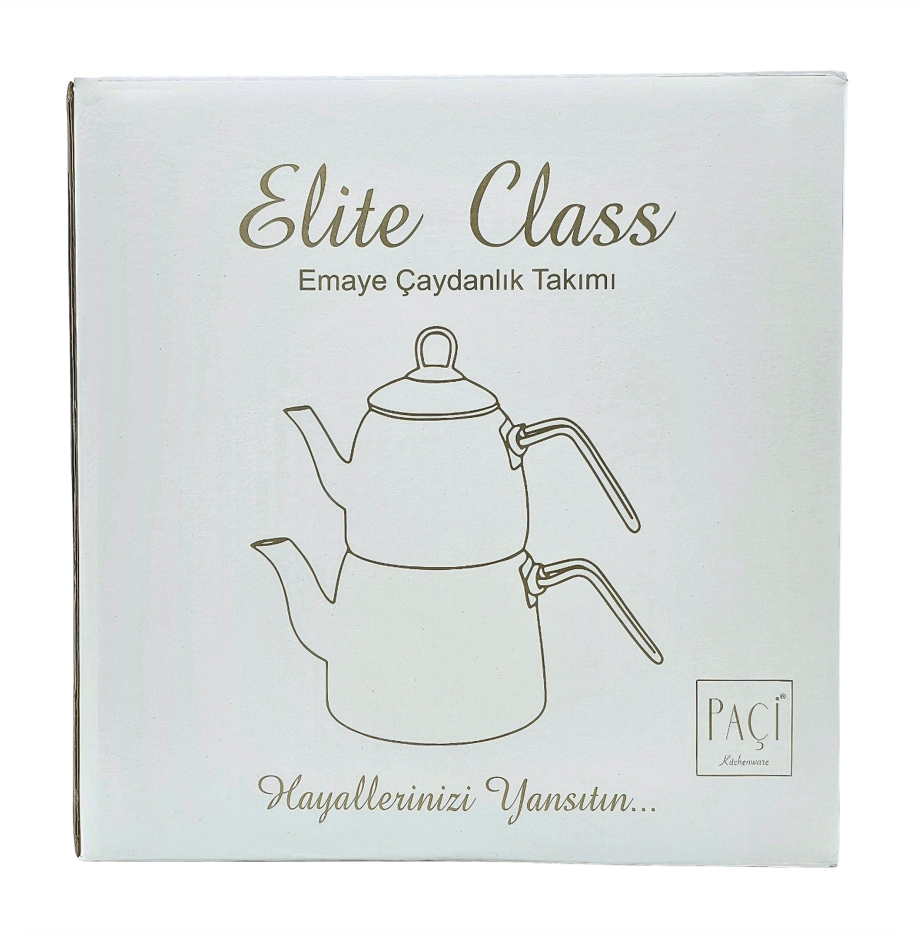 Paci Cream Elite Class Steel Turkish Teapot