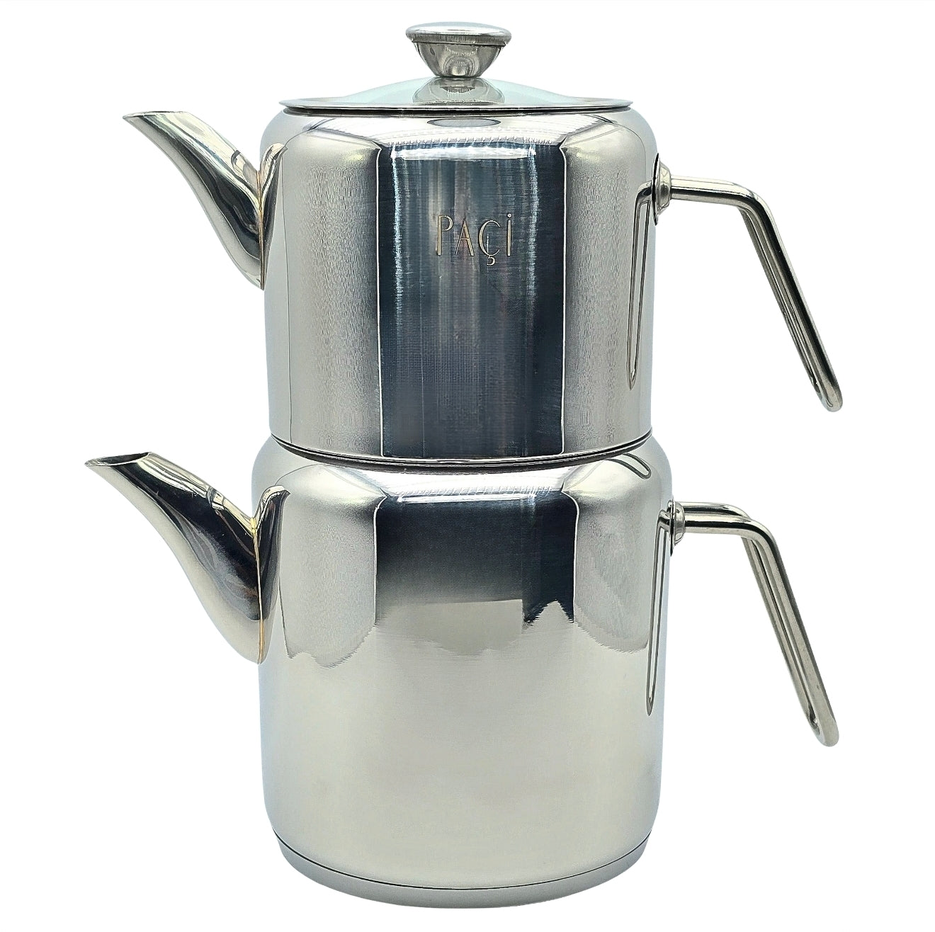 Paci Silindir Metal Handle 304 Stainless Steel Turkish Teapot