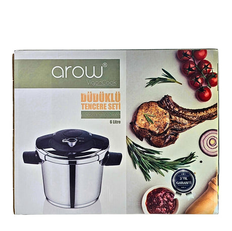 Arow Vigor Cook 6 Litre Pressure Cooker Black