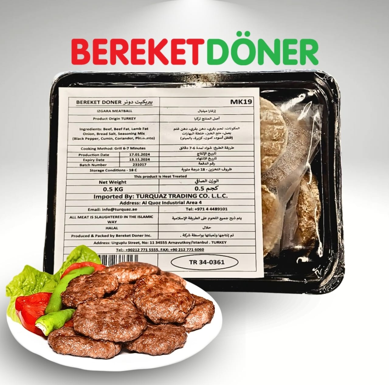 Bereket Doner Izgara Meatball 500 Gr