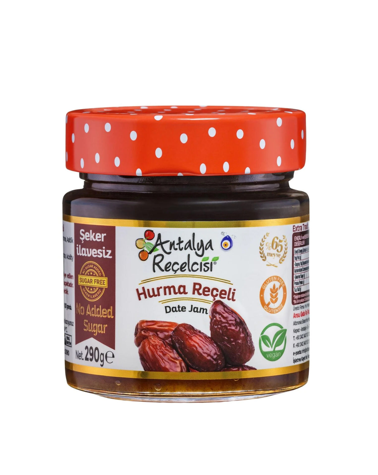 Antalya Reçelcisi Date Jam Zero Sugar 290g