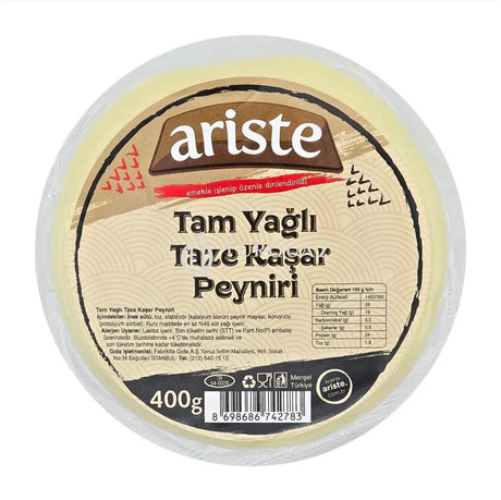 Ariste Tam Yagli Taze Kasar Cheese 400g - Ariste Fresh Kashkaval Cheese 400g