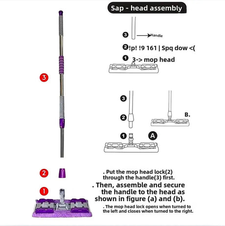 Easy Clean Mop Sweeper Kit (Support + Stick + 2 Dry Cloths) Easy Clean Mop Sweeper Kit (Support + Stick + 2 Dry Cloths)