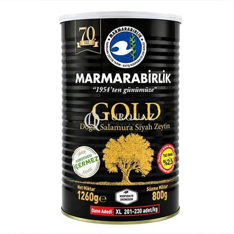 Marmarabirlik Salamura Black Olives Gold XL Tin 800g - Salamura Black Olives Gold