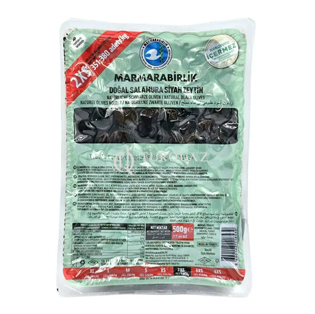 Marmarabirlik Salamura Black Olives Vacuumed 2XS X 500g Salamura Black Olives