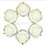 Paci Cara Porcelain Turkish Coffee Cup Set 6pcs Paci Gilded Coffee Cup