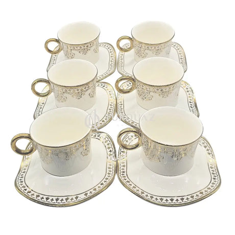 Paci Cara Porcelain Turkish Coffee Cup Set 6pcs Paci Gilded Coffee Cup