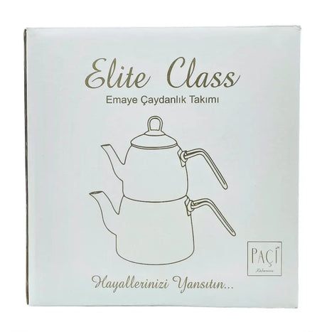 Paci Cream Elite Class Steel Turkish Teapot Paci Elite Class Cream Enamel Teapot