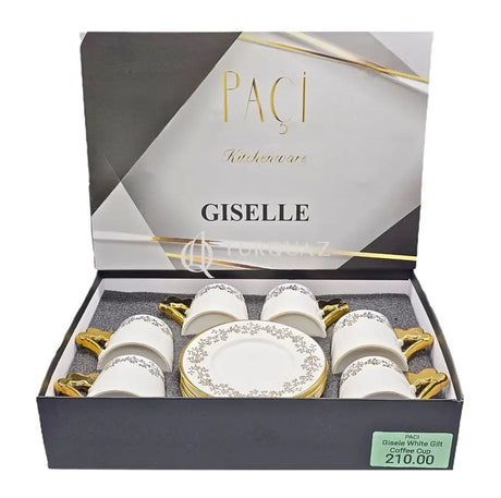 Paci Giselle Kitchenware Turskish Coffee Cup 6pcs Paci Giselle White Gilt Coffee Cup