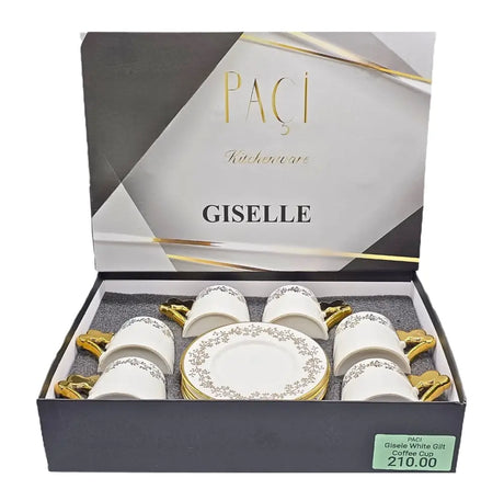 Paci Giselle Kitchenware Turskish Coffee Cup 6pcs Paci Giselle White Gilt Coffee Cup
