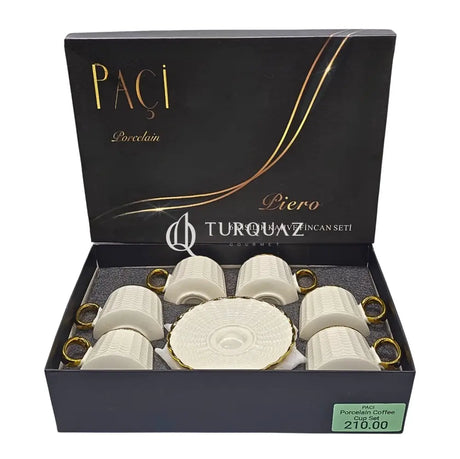 Paci Liero Porcelain Turkish Coffee Cup Set 6pcs Paci 6-Piece Coffee Cup Set