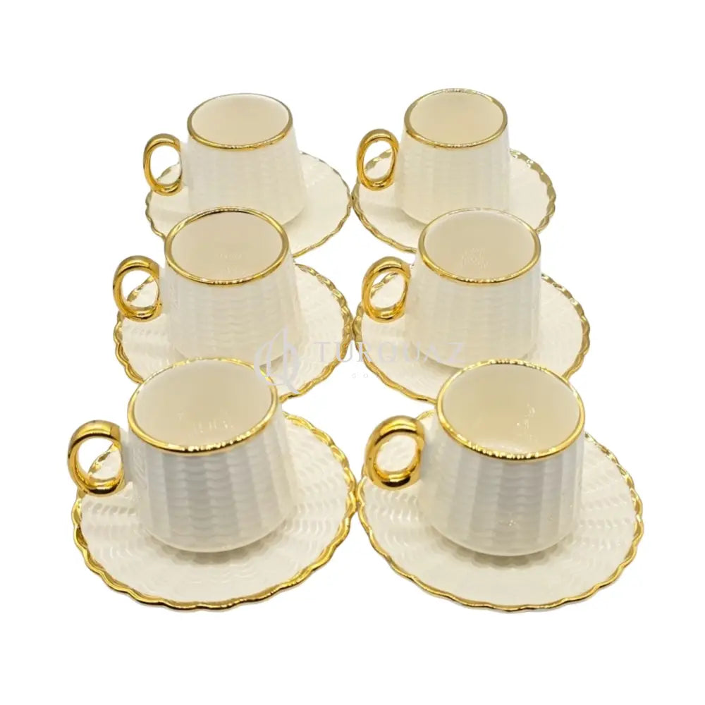 Paci Liero Porcelain Turkish Coffee Cup Set 6pcs Paci 6-Piece Coffee Cup Set
