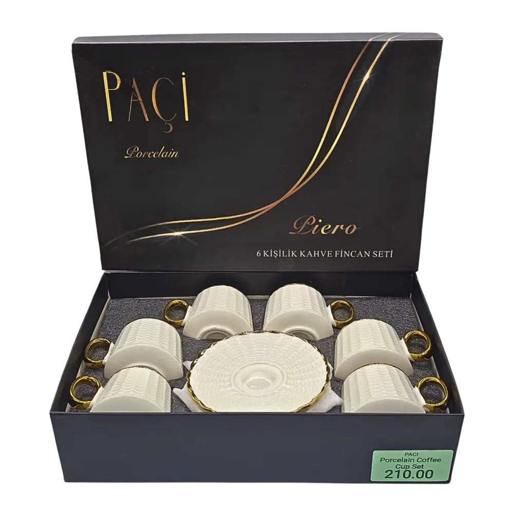 Paci Liero Porcelain Turkish Coffee Cup Set 6pcs Paci 6-Piece Coffee Cup Set