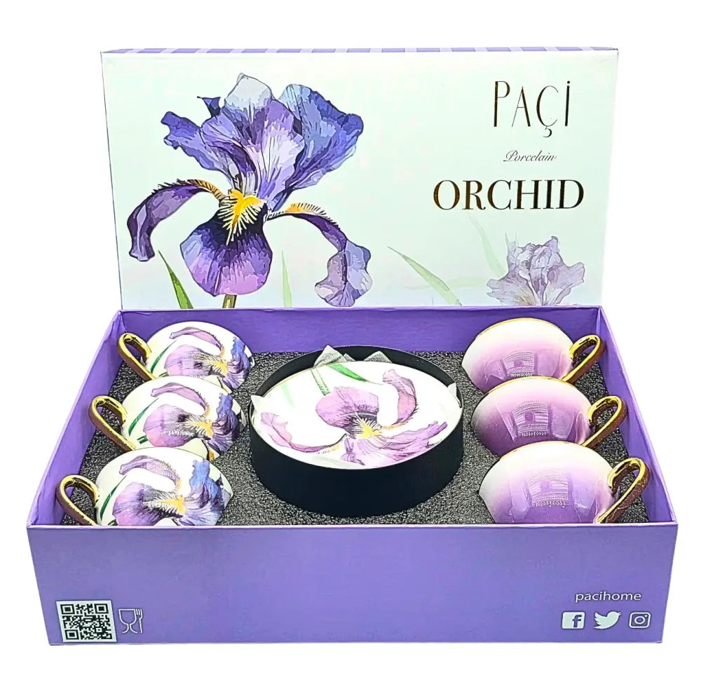 Paci Orchid Purple Gold 6-Piece Coffee Cup Set Paci Orchid Gold 6-Piece Coffee Cup Set