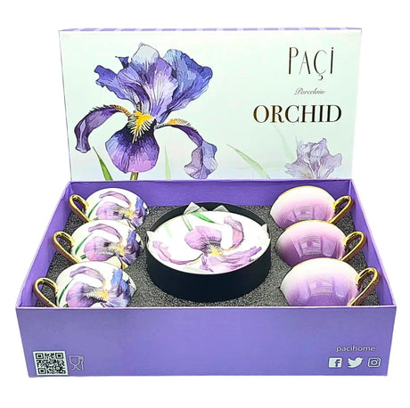 Paci Orchid Purple Gold 6-Piece Coffee Cup Set Paci Orchid Gold 6-Piece Coffee Cup Set