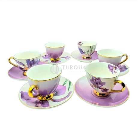 Paci Orchid Purple Gold 6-Piece Coffee Cup Set Paci Orchid Gold 6-Piece Coffee Cup Set