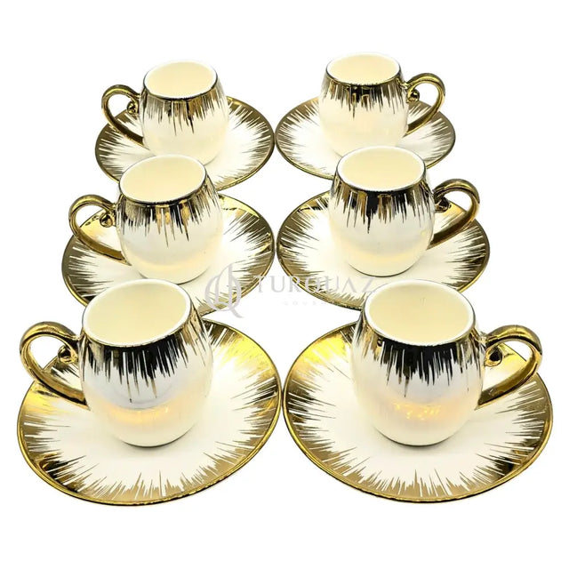 Paci Terra Porcelain Turkish Coffee Cup Set 6pcs Paci Bamboo Porcelain Coffee Cup Set