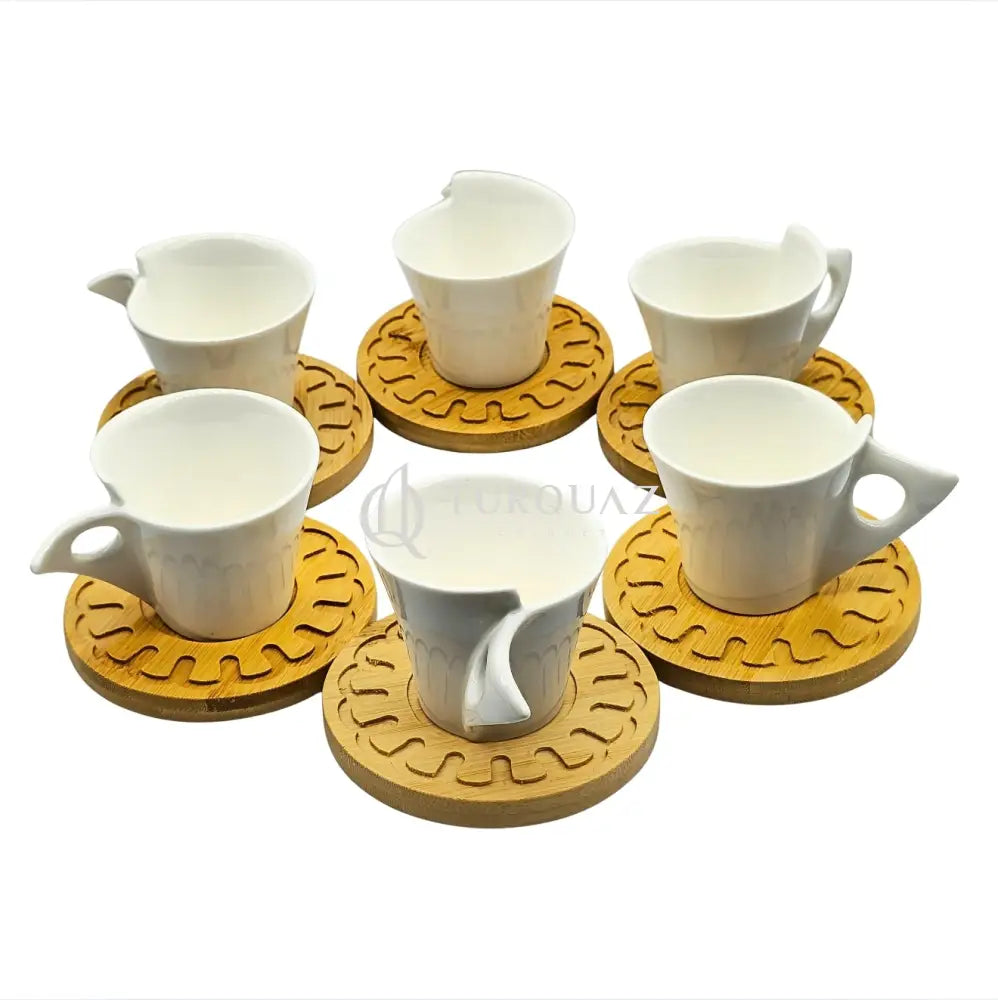 Paci White Porcelain Bamboo Coffee cup Set 6pcs no. 101574 Paci Porcelain Coffee cup Set