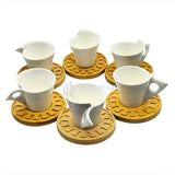 Paci White Porcelain Bamboo Coffee cup Set 6pcs no. 101574 Paci Porcelain Coffee cup Set