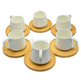 Paci White Porcelain Bamboo Saucer Coffee cup Set 6pcs no. 101094 Paci Porcelain Coffee cup Set 6pcs