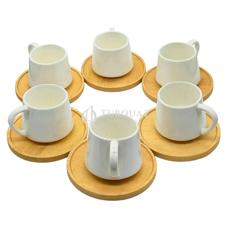 Paci White Porcelain Bamboo Saucer Coffee cup Set 6pcs no. 101094 Paci Porcelain Coffee cup Set 6pcs