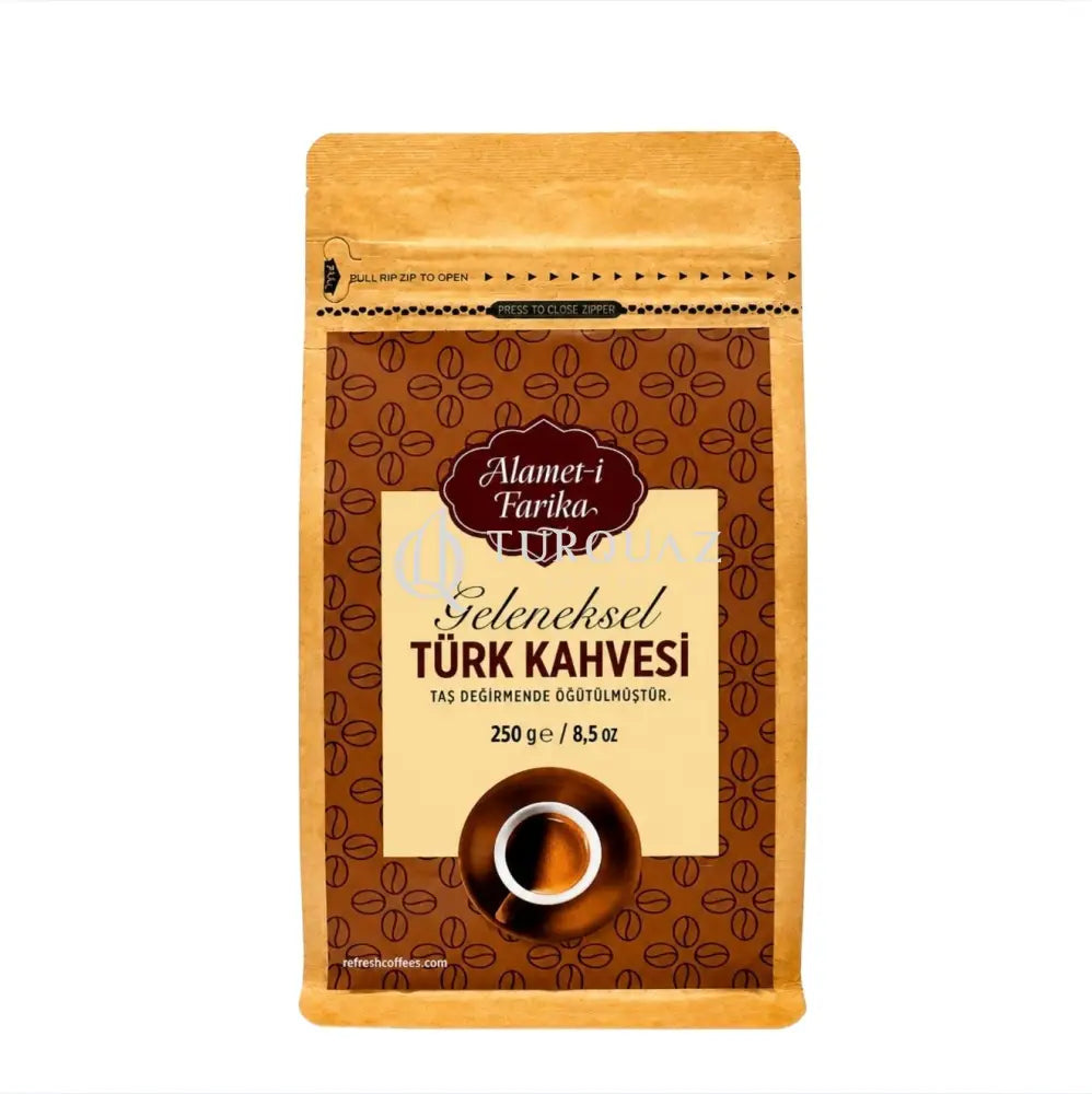 Refresh Alamet -i Farika Traditional Turkish Coffee Grinded in Stone Mill 250g - Refresh Turkish Coffee Arabica % 100