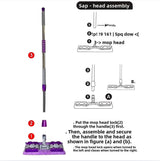 Easy Clean Mop Sweeper Kit (Support + Stick + 2 Dry Cloths)