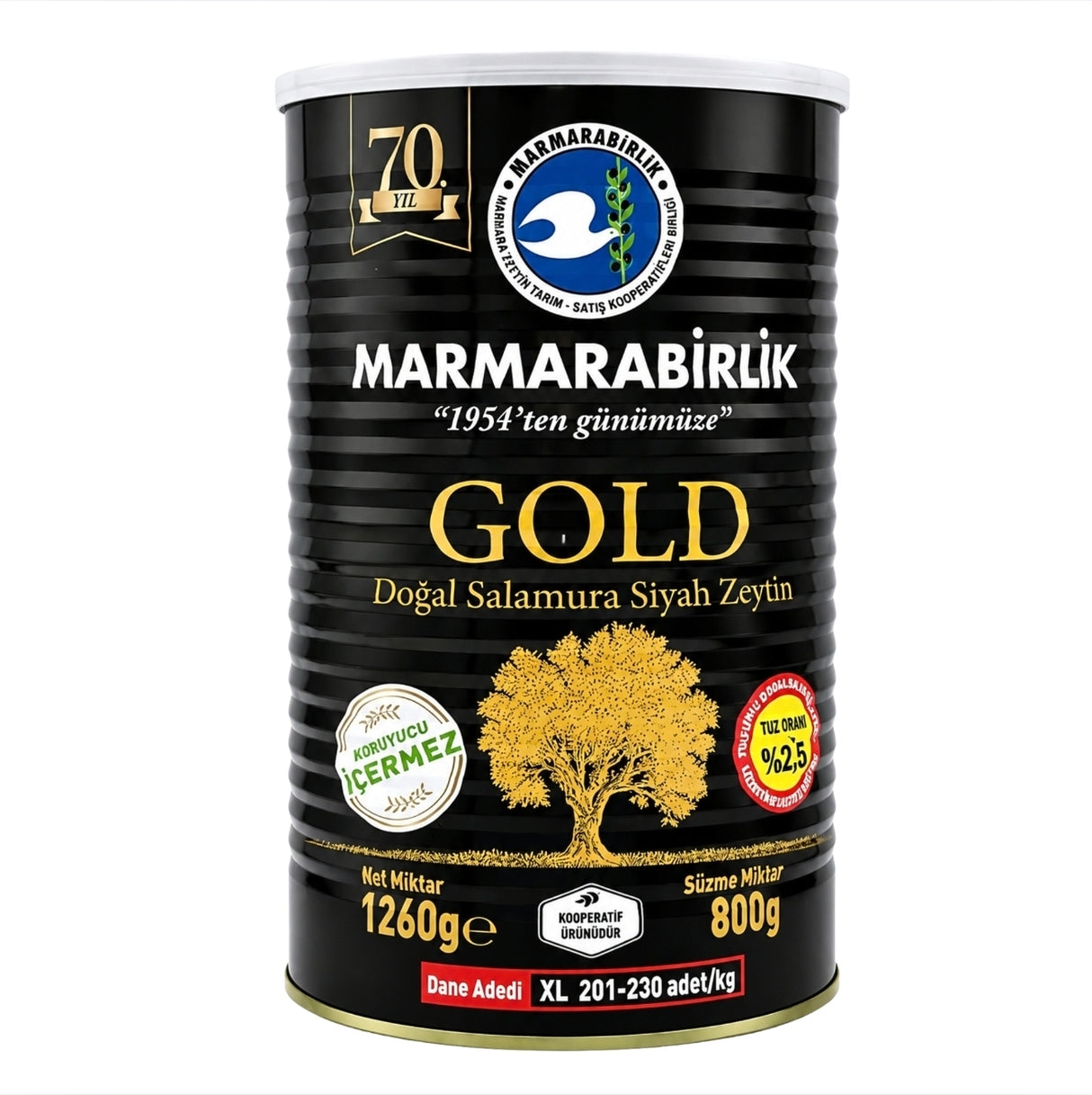 Marmarabirlik Salamura Black Olives Gold XL Tin 800g
