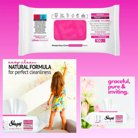 Sleepy Lilium Bouquet,Easy Clean Multi-Surface Cleaning Wipes 100 Sheets