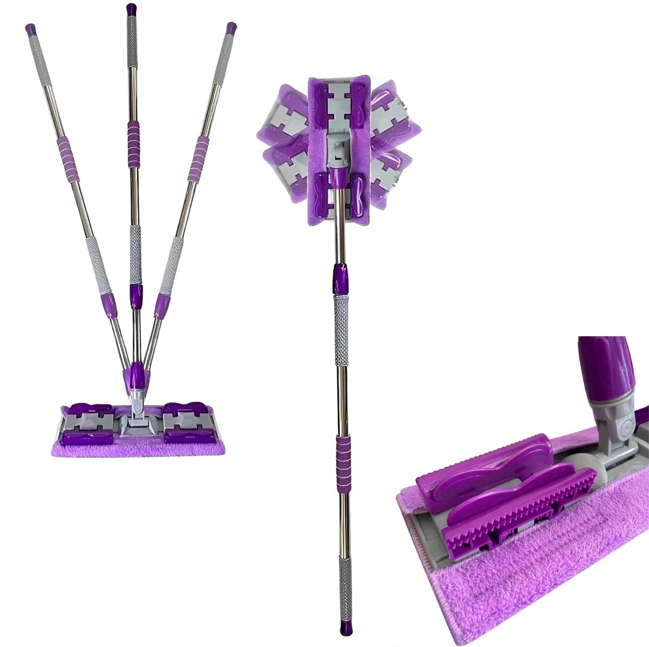 Easy Clean Mop Sweeper Kit (Support + Stick + 2 Dry Cloths)
