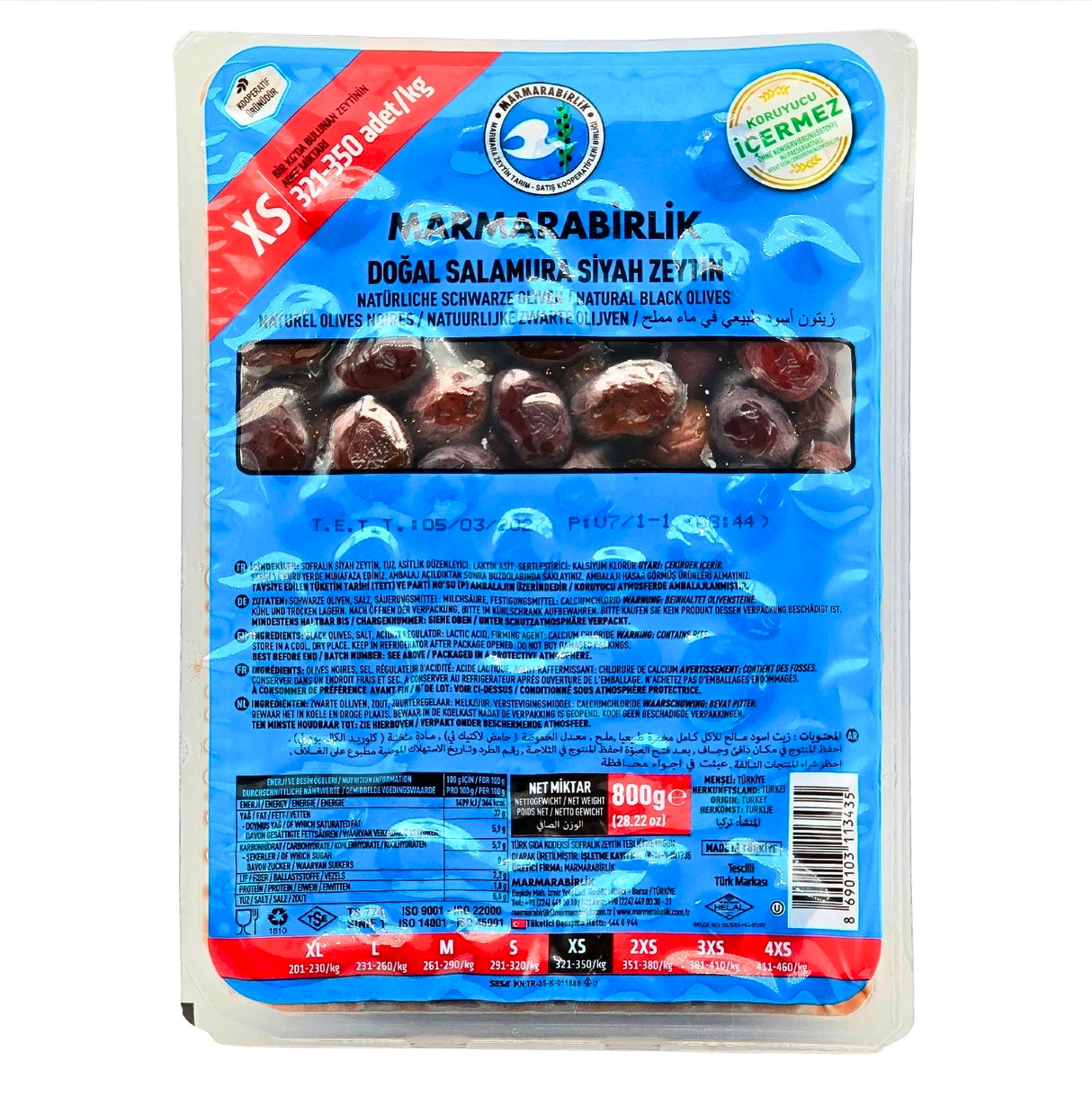 MarmaraBirlik Natural Black Olives Xs