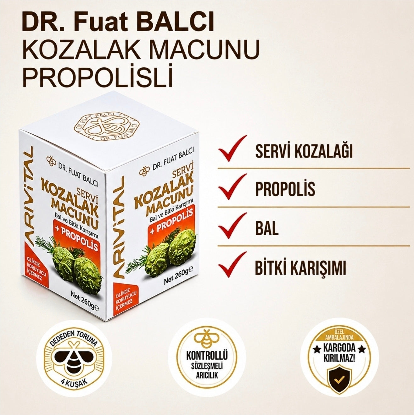 Arıvital Kozalak Macunu (Propolisli) 260g